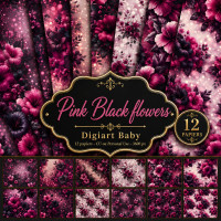 Papier pink black flowers Papier pink black flowers