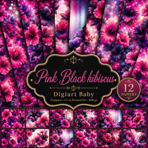 Papier pink black hibiscus Papier pink black hibiscus
